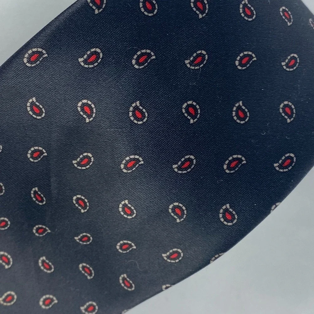 KETCH Neck Tie Mens Classic Navy‎ Red Micro Paisley Traditional Polyester 56x3.5